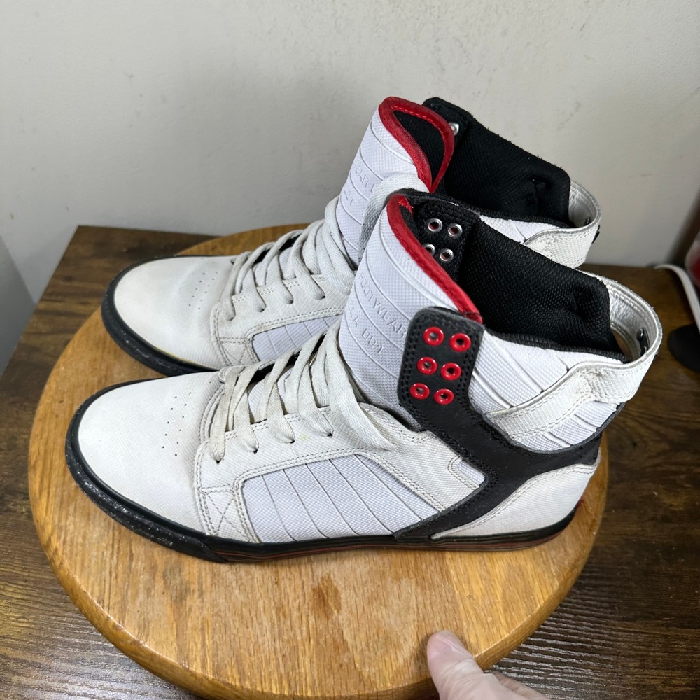 Supra Skytop Muska 001 Chad Mens White Black Red Skate Shoes S18184 Size 9.5 - Picture 4 of 8